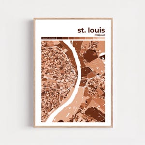 St. Louis Map Wall Art, Shaded Mosaic Street Map, Detailed City Block Print, New Home Gift