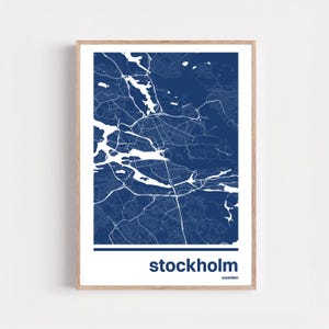 Póster con mapa de Estocolmo / Arte minimalista monocromático, elige tu color, regalo de aniversario