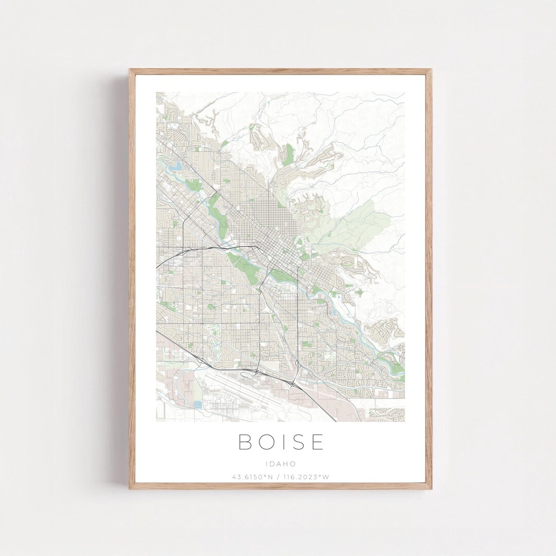 Boise Idaho Map Print | Minimalist City Poster, Black and White Wall ...