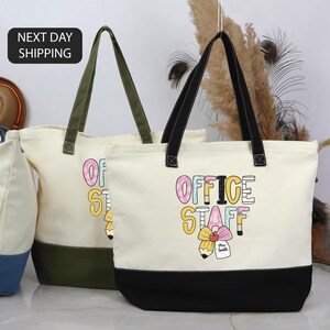 Office Staff Tote Bag, Office Staff Appreciation Gift, School Staff Gift, Personalized Staff Bag