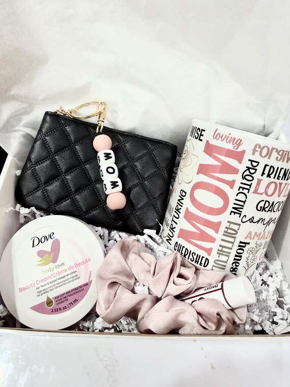 Gift Box for Mom, Wife, Daughter | Mother's Day | Birthday Self Care Gift Set | Coin Pouch, Keychain, Mug, Scrunchie & Lip Balm