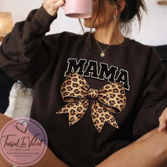 Leopard Bow Mama Sweatshirt