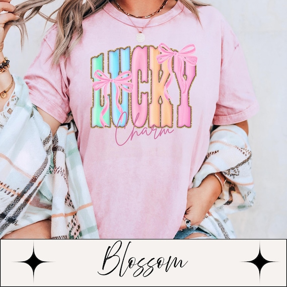 Comfort Colors St Patricks Day Lucky Charm Pink Shirt