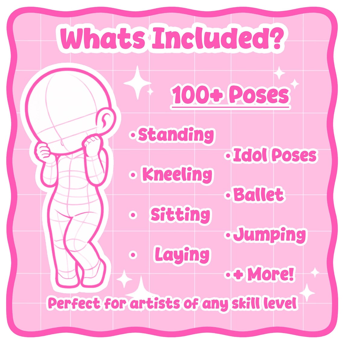 100+ Chibi Base Pose Brush Pack | Chibi Stamps for Procreate Photoshop ...