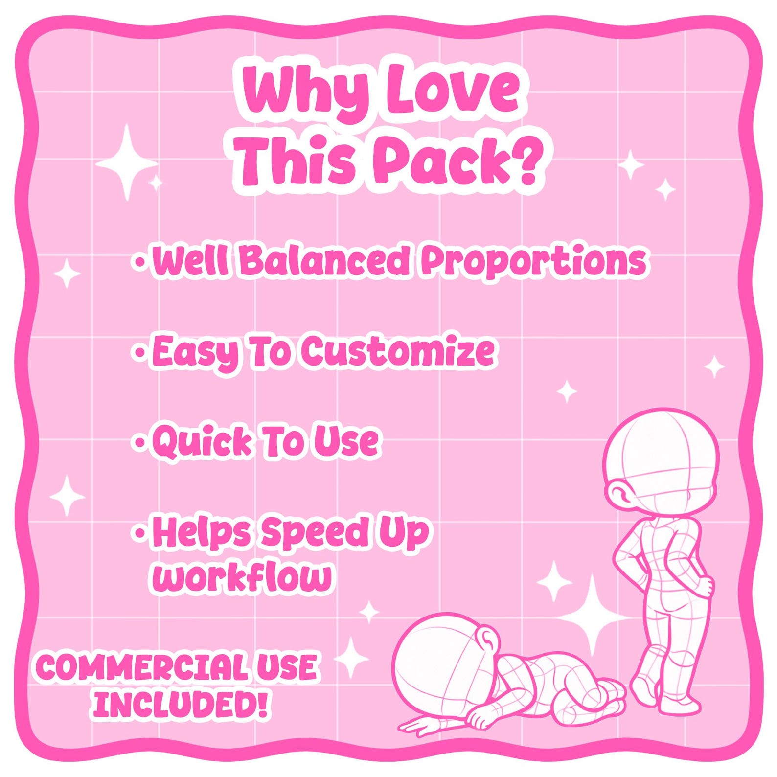 100+ Chibi Base Pose Brush Pack | Chibi Stamps for Procreate Photoshop ...