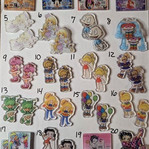 Small 4 cm Double Sided Acrylic Pair RB Brite Precious Moment Tommy Rainbow Girl Betty Mouse Duck Mermaid