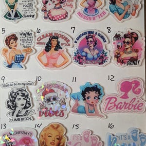 6 cm Character Resin Charms Flatback Embellishment DIY Crafts Funny Humor Sarcasm Betty Marilyn Wednesday we wear pink It's a boy girl