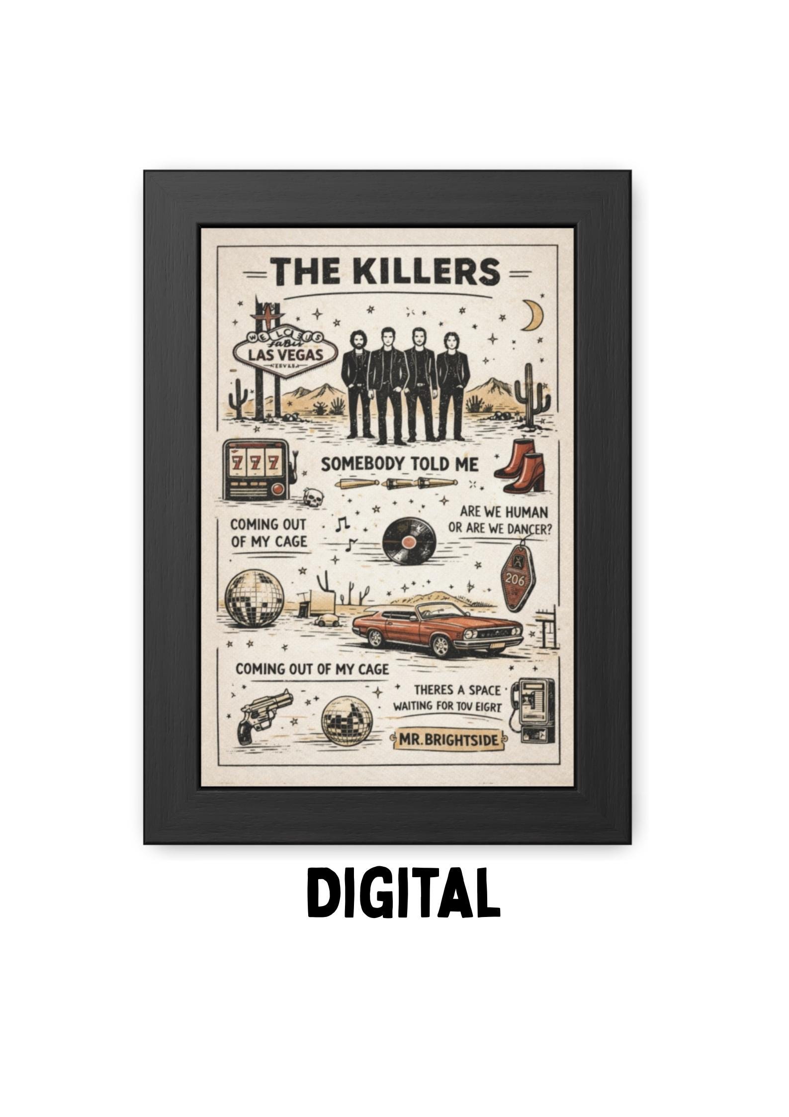 Killers Inspired Poster - Indie Lyric Wall Art - Music Digital
