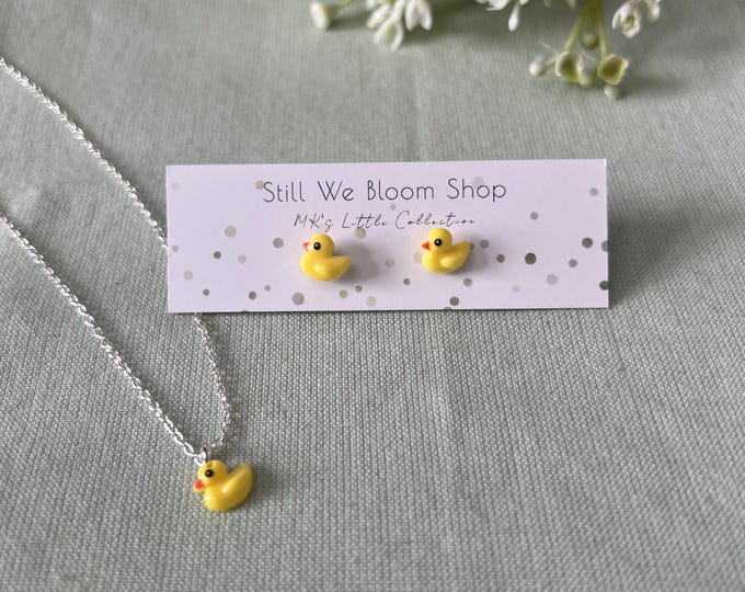 Duck Stud Earrings & Matching Necklace- MK’s Little Collection