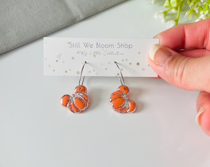 Black Cat and Pumpkin Earring Hoop