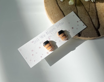 Coffee Cup Stud Earrings, Stainless Steel Posts, Barista Gift, MK’s Little Collection
