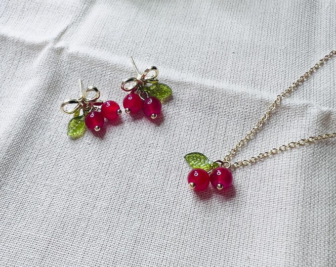 Cherry Earrings and Necklace - MK’s Little Collection