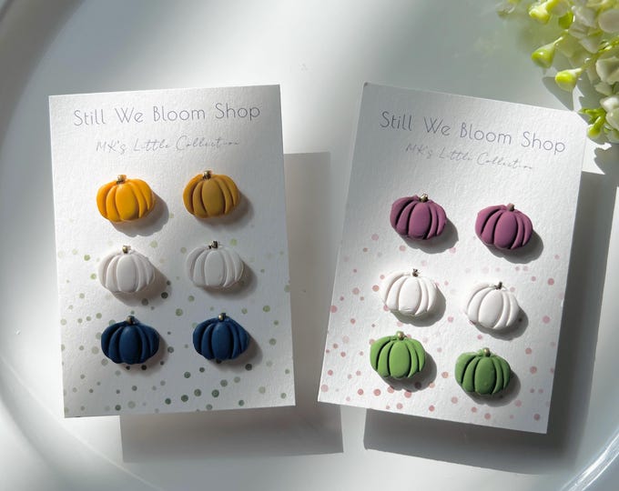 Handmade Polymer Clay Pumpkin Earrings | Fall Autumn Jewelry, Halloween, Thanksgiving Gift, MK’s Little Collection