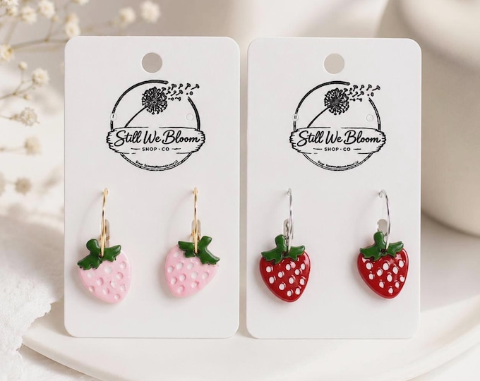 Strawberry Earrings | Simple Wire Hoop Earrings | Sweet Cottagecore Jewelry