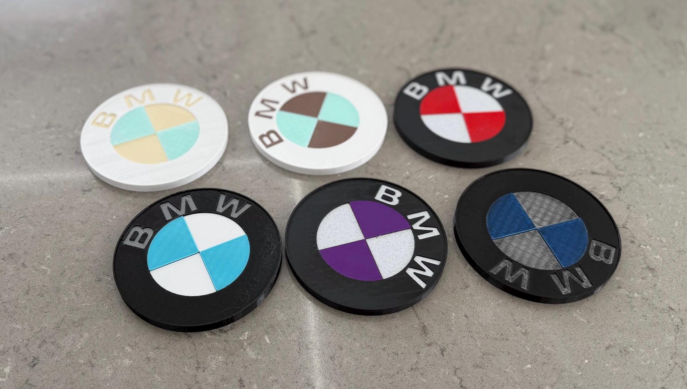 BMW Inspired Logo Coasters (set of 4) – Custom Color Automotive Drink ...