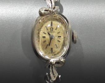 OMEGA Women's Vintage Wristwatch 14K White Gold Cocktail Dress Swiss Analog