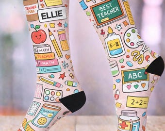 Personalized Teacher socks, personalized  Nurse Socks, Custom Name Socks, Teacher Gift, Nurse Gift, medical Socks, Fun Work Socks