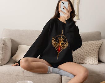 Tenebrae Novae Crowned Phoenix Crewneck Sweatshirt - Black