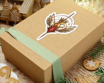 Golden Crowned Phoenix Kiss-Cut Stickers | Regal Crest Sticker