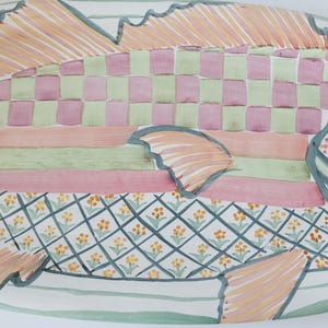Bandeja de cerámica para servir/decoración de pared "Fish Story" de MacKenzie-Childs imagen 4