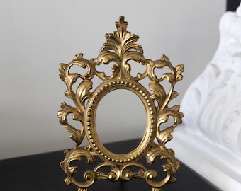 Marco de fotos antiguo de latón macizo: decoración de mesa