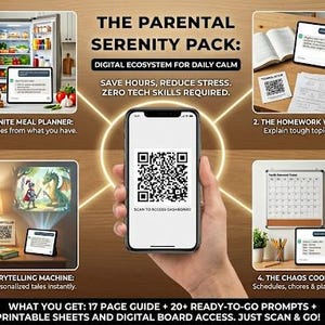 Planificateur de repas pour le TDAH et centre de commande familial | Guide d'invite AI pour les parents | Système domestique Zero-Tech | Liste imprimable des réfrigérateurs | Tableau numérique