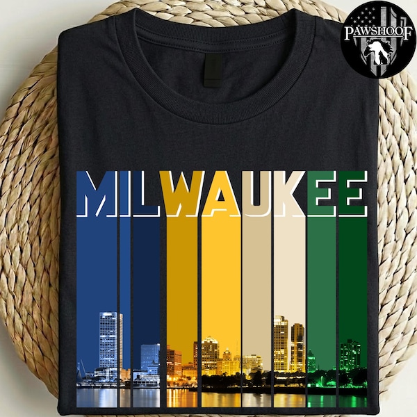 Milwaukee Skyline T-Shirt, Milwaukee Wisconsin T-Shirt, Milwaukee City Skyline Graphic Tee, Milwaukee Souvenir Gift, Wisconsin Pride Shirt
