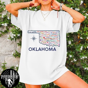 Oklahoma karta T-shirt – OK State Outline Graphic Tee – Sooner State Pride Shirt