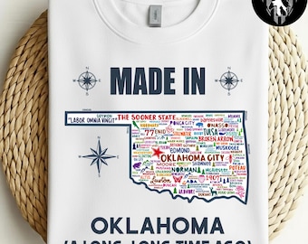Made In Oklahoma Shirt, Oklahoma Map Tee, Sooner State Pride T-Shirt, Oklahoma Gift