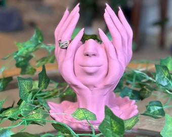 Melted Woman Head-Planter/Jewelry Holder - Pink