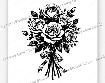 Muttertag Rosenstrauß Garten Wrap Laser Gravur SVG Datei Blumen Mutter Geschenk Digital Download