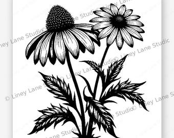 Wildblumen Blumen SVG-Datei | Botanische Nahaufnahme | Digitaler Download