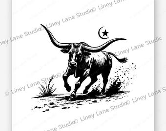 Western Stampede Szene Lasergravur Datei Wilder Westen Cowboy Rustikal Wrap SVG Digital Download