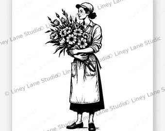 Floristen Blumenstrauß weiblich SVG | Digitaler Download