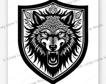 Viking Wolf Schild SVG | Digitaler Download