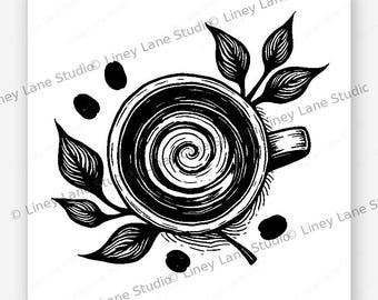 Kaffeetasse Swirl SVG | Digitaler Download