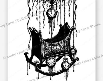 Gothic Viktorianische Wiege Lasergravur Dark Fairy Tale Pendeluhr SVG Digital Download