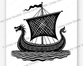 Wikinger Langschiff SVG | Lasergravur | Digitaler Download