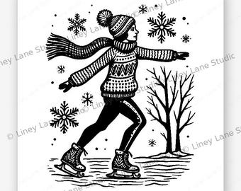 Winter Skater weiblich SVG | Digitaler Download