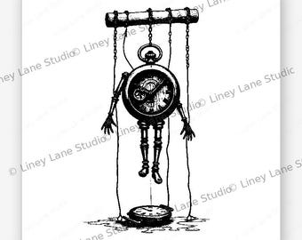Lasergravurdatei Gothic Viktorian Uhrwerk Marionette Dark Fairy Tale Pendel Wiege SVG Design