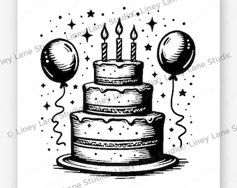 Geburtstagsfeier Konfetti Kuchen Party | SVG Laser gravieren Datei | Digitaler Download