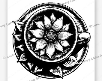 Kaffee Blumen SVG | Digitaler Download