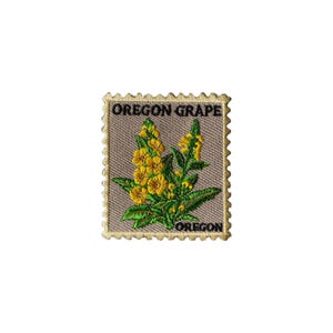 Oregon Oregon Grape Stamp Vintage Embroidered Patch, Aesthetic USA State Travel Souvenir 3" Iron On/Sew On Patch for Backpacks Hats Clothes