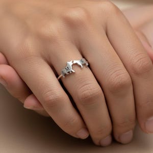 Sterlingzilveren ring met koe en stier · Sierlijke stapelring · Minimalistische country-westernsieraden