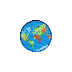 Earth Globe World Map 3" Embroidery Patch, Iron On/Sew On Fabric Patches for Clothes Backpacks Hat, Travelers Aesthetic DIY Accessories Gift