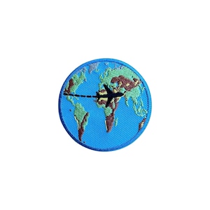 World Map Globe Plane 3" Embroidery Patch, Traveler Iron On/Sew On Fabric Patches for Clothes Backpacks Hat, Aesthetic DIY Accessories Gift