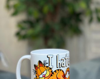 Garfield I Hate Montags Tasse - Lustige Katzenkaffeetasse - Sarkastische Bürotasse - 11 Unzen 15 Unzen Keramiktasse - Geschenk für Katzenliebhaber