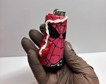 Spiderman lighter case - polymer clay