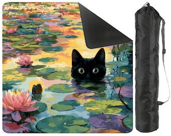 Mahjong Mat Cat In The Lillies – Straight Edge, 33"