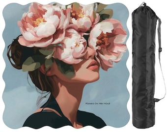 Mahjong Mat; Floral  – Scalloped Edge, Artistic Design (31.5" x 31.5"); The Perfect Hostess Gift for Mahjongg